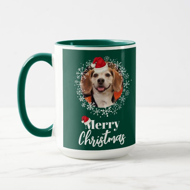 Mug Animaux de compagnie Photo Red Santa Hat Feux de n (Gauche)