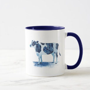 Mug Animaux de ferme de bleu de cobalt - vache