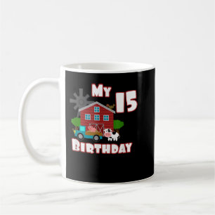Mug Animaux de ferme Pig Cow Tracteur 15e anniversaire