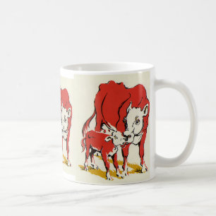Mug Animaux de ferme vintage, vache Holstein avec veau