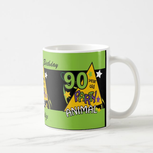 Mug Animaux de fête de 90 ans | 90e anniversaire (Droite)