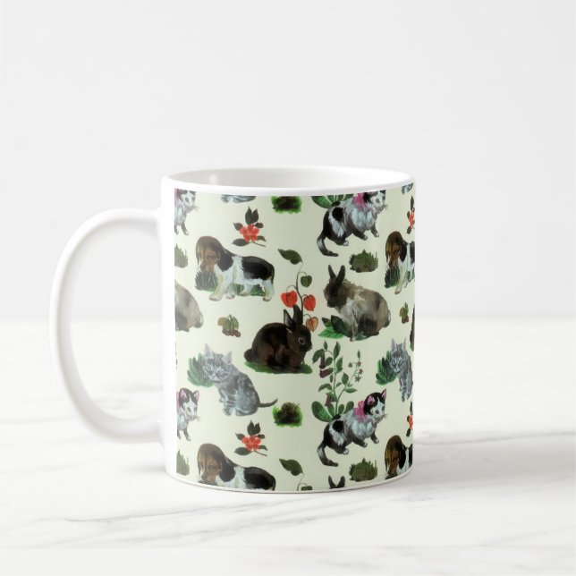 Mug Animaux de jardin Fleurs de chat lapin de chat (Gauche)