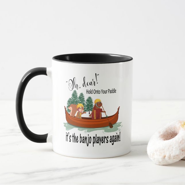 Mug Animaux drôles dans un canoë, café de joueurs de (Avec donut)