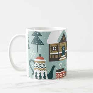 Mug Animaux forestiers : Hiver Vintage sans couture.