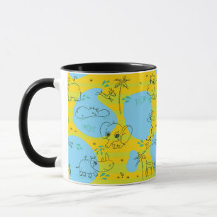 Mug Animaux jouant l'arrière - plan de motif de béb