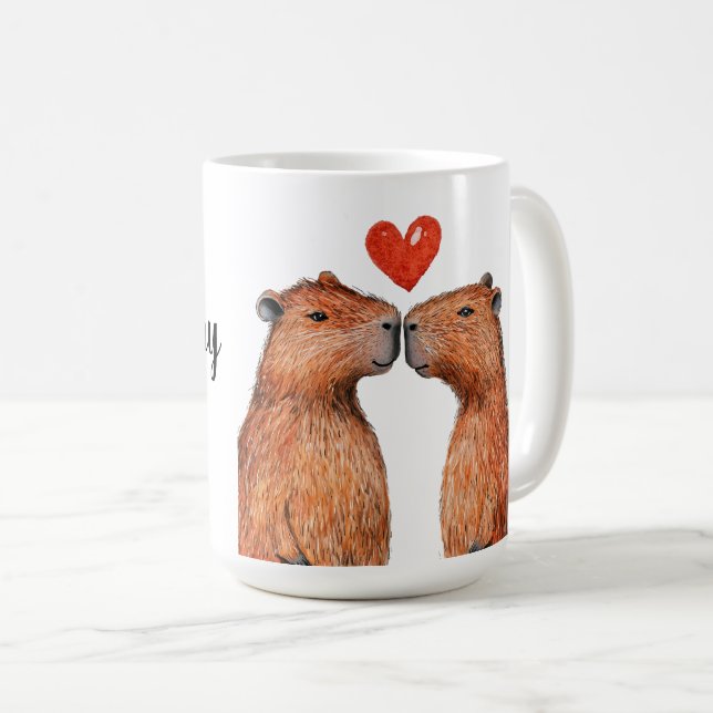 Mug animaux mignons capybaras avec le coeur peint (Devant droit)