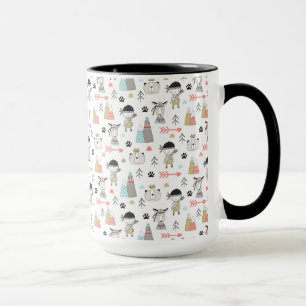 Mug Animaux mignons de région boisée et motif indien
