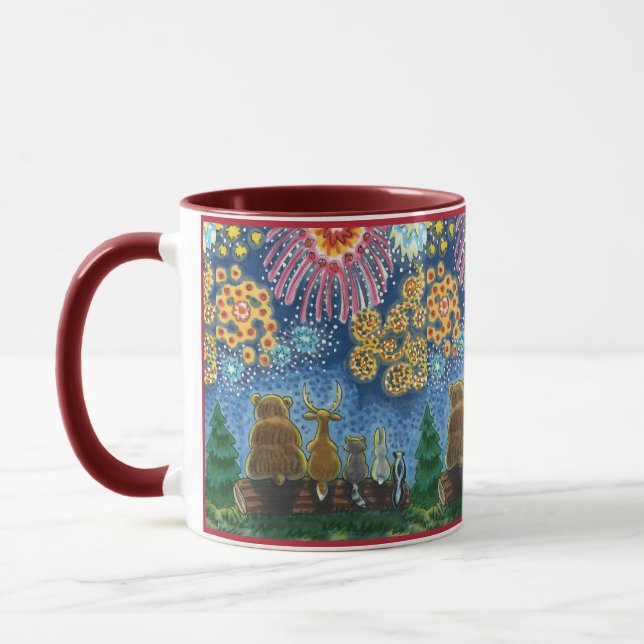 Mug ANIMAUX SAUVAGES 4 JUILLET FEU, MORT Drôle (Gauche)