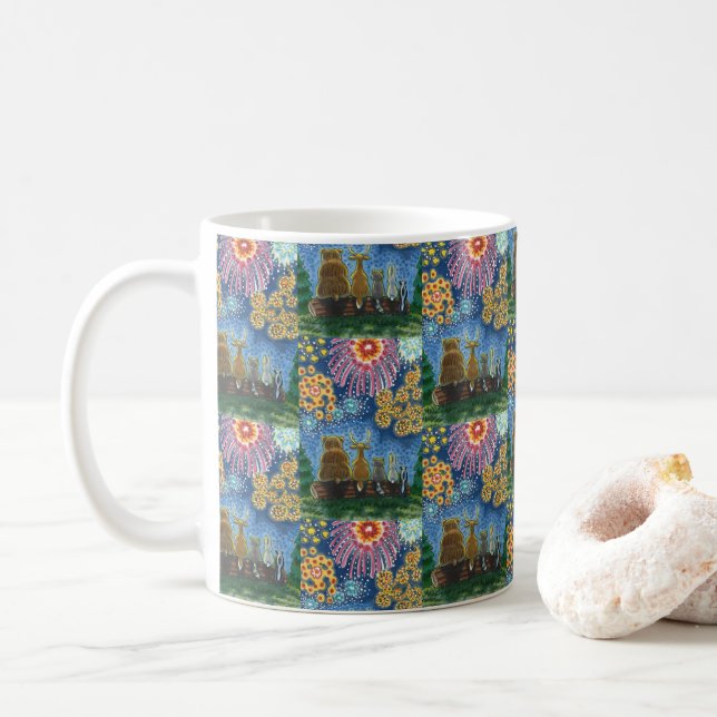Mug ANIMAUX SAUVAGES 4 JUILLET FEU, MORT Drôle (Avec donut)