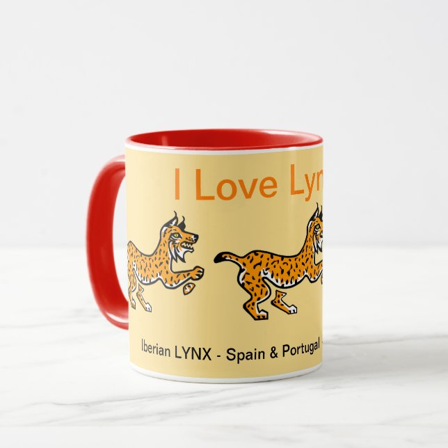 Mug Animaux sauvages - J'aime LYNXES - Nature - Jaune (Devant gauche)