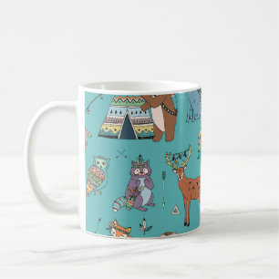 Mug Animaux tribaux : motif forestier.