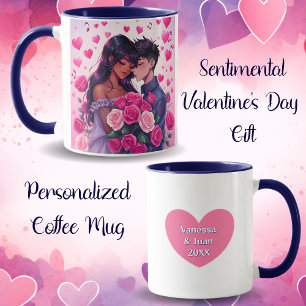 Mug Anime Bi-raciale mignonne Saint Valentin