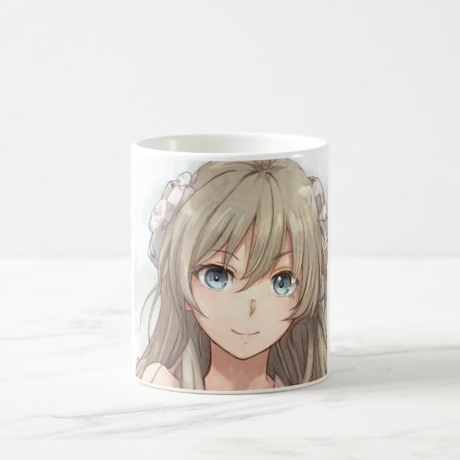 Mug Anime brune fille aux yeux bleus (Centre)