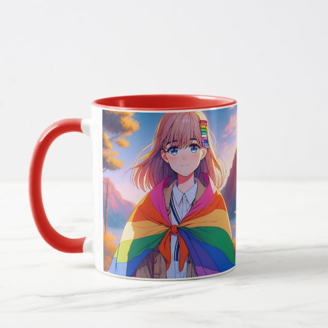 Mug Anime Girl avec LGBTQIA+ Cape (Gauche)