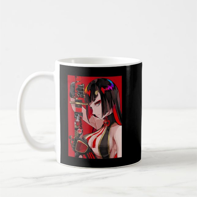 Mug Anime Girl Samurai Waifu japonais esthétique Otaku (Gauche)