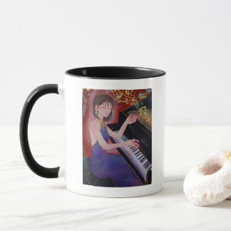 Mug Anime Style Girl Playing Piano Elegant Music 