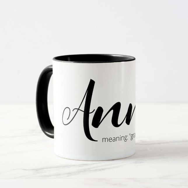 Mug ANNA Nom Signifiant Minimal moderne Black Text Gir (Devant gauche)