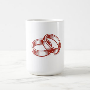 Mug Anneaux de Mariage Entrelacés - Couple Rouge &