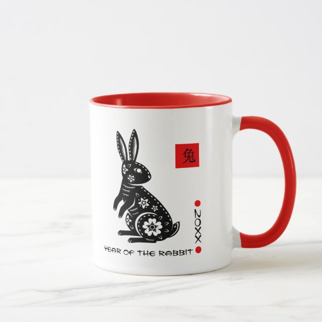 Mug Année chinoise du lapin | Année et nom personnalis (Droite)
