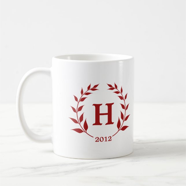Mug Année de graduation du monogramme de couronne roug (Gauche)