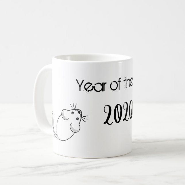 Mug Année de la souris Rat 2020 avec texte (Devant gauche)