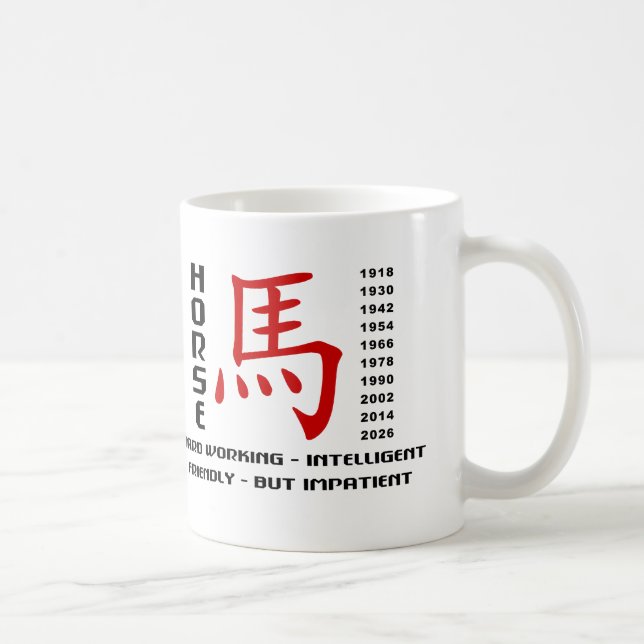 Mug Année du caractère de cheval (Droite)