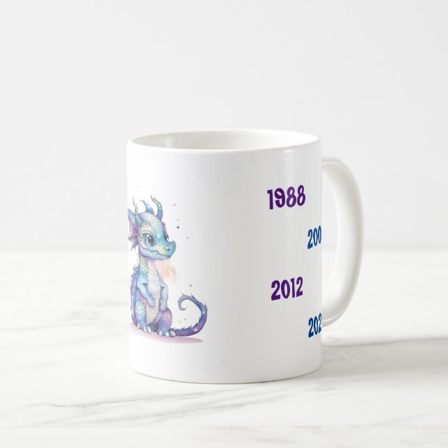 Mug Années chinoises du Dragon bleu 1940 à 2024 (Devant droit)
