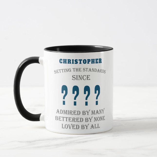 Mug Anniversaire Ajouter un nom d'année aimé par tous (Gauche)