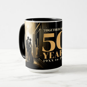 Mug Anniversaire Art Déco Retro Black & Gold Mariage