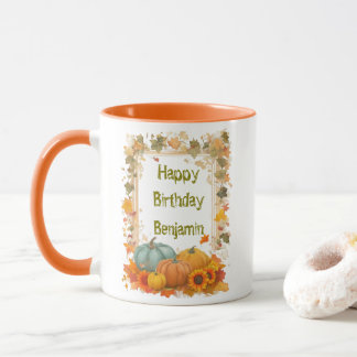 Mug anniversaire d'automne personnalisé Citrouille