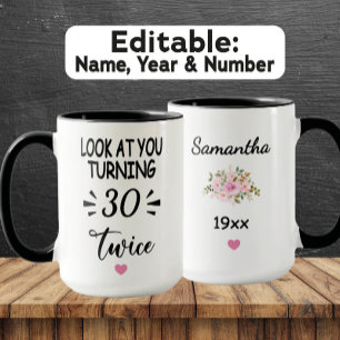 Mug Anniversaire de 60 ans drôle - Nom personnalisé & 