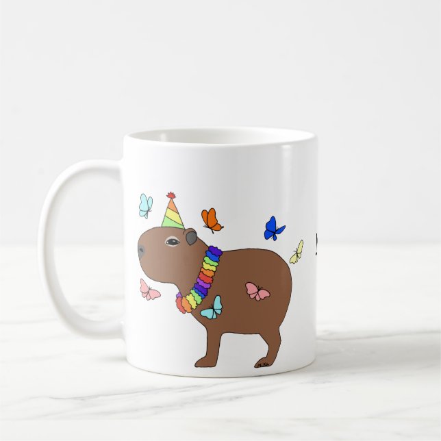 Mug Anniversaire de Capybara drôle drôle nom de coutum (Gauche)