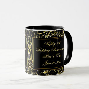 Mug Anniversaire de mariage noir de Flourish