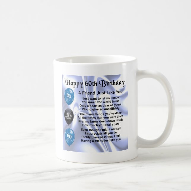 Mug Anniversaire de poème d'ami soixantième (Droite)