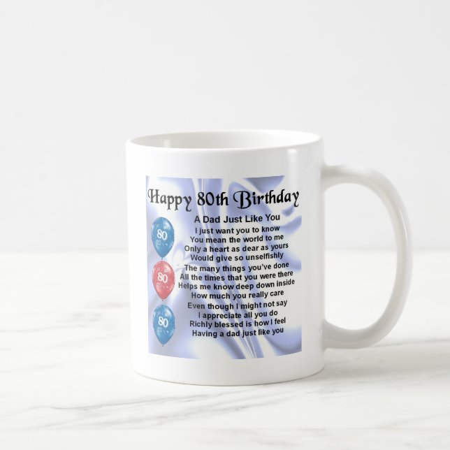 Mug Anniversaire de poème de papa quatre-vingtième (Droite)