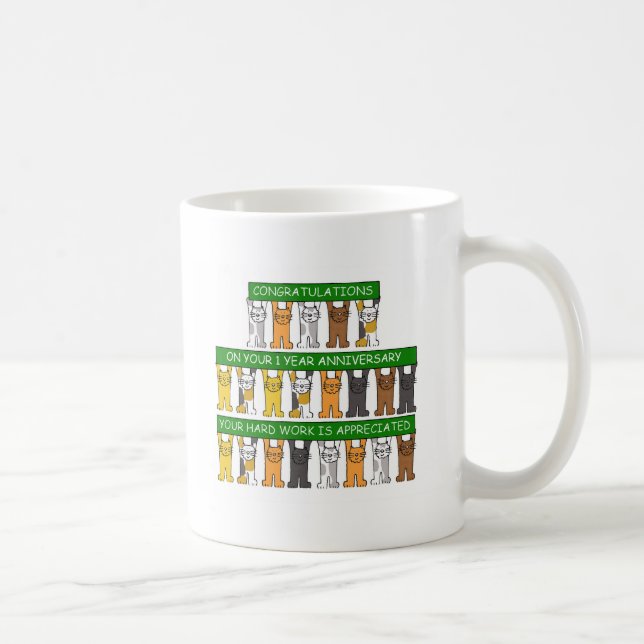 Mug Anniversaire de travail de 1 an pour l'employé (Droite)
