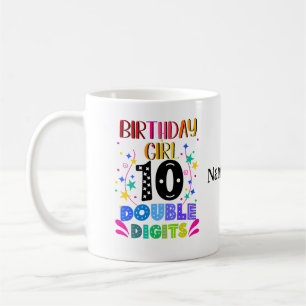 Mug Anniversaire Fille 10 CHIFFRES DOUBLES, Coloré
