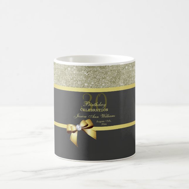 Mug Anniversaire glamour d'or et de noir (Centre)