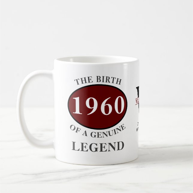 Mug Anniversaire personnalisé 1960 Monogramme Ajouter  (Gauche)