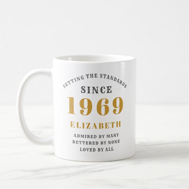 Mug Anniversaire Personnalisé 1969 Élégant Ajouter Vot (Gauche)