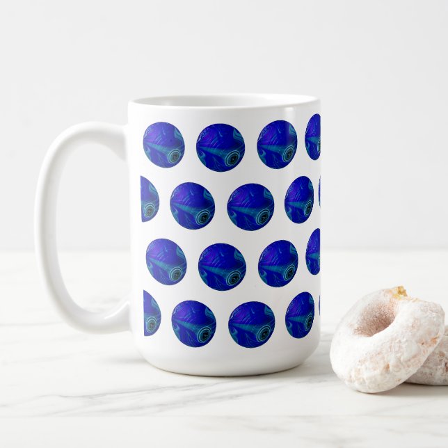 Mug Anniversaire Polka bleu Pot Pelouse Bowles, (Avec donut)