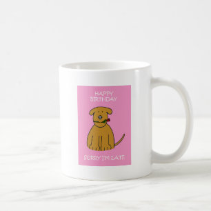 Mug Anniversaire tardif, chiot de bande dessinée