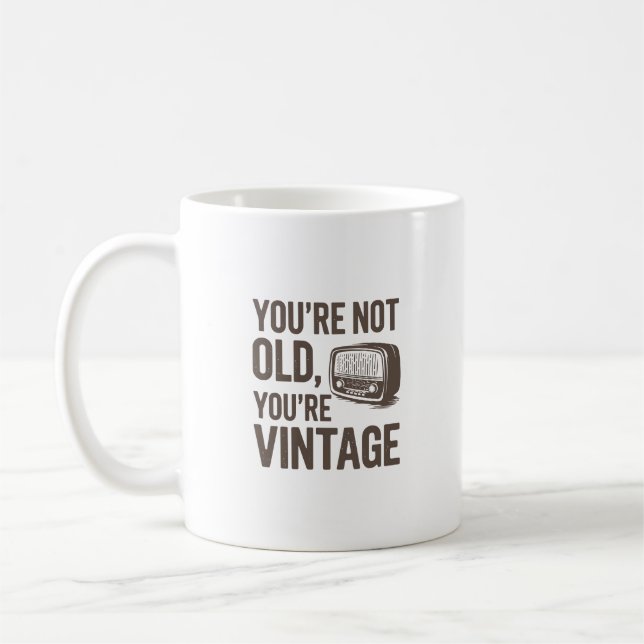 Mug Anniversaire Vintage amusant (Gauche)