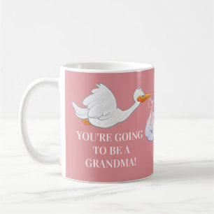 Mug Annonce de grossesse de grand-mère rose Stork Bébé