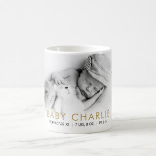 Mug Annonce de naissance de bébé élégante avec statist