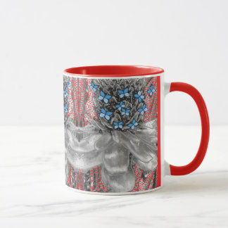 Mug Antes rouges ananas et papillons bleus Signature