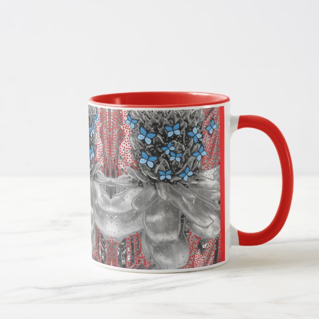Mug Antes rouges ananas et papillons bleus Signature (Droite)