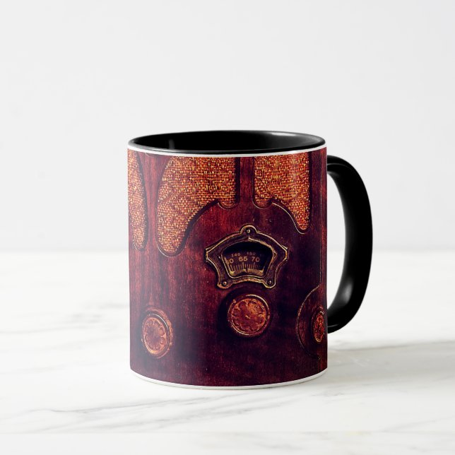Mug Antique radio bois élégant art déco cathédrale (Devant droit)