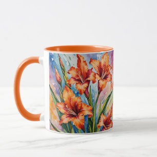 Mug Août Mois de naissance Fleur de Gladiolus. Gladiol