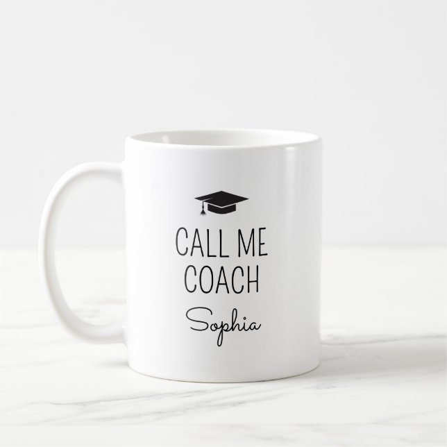 Mug Appellez-Moi Coach Nom Personnalisé (Gauche)